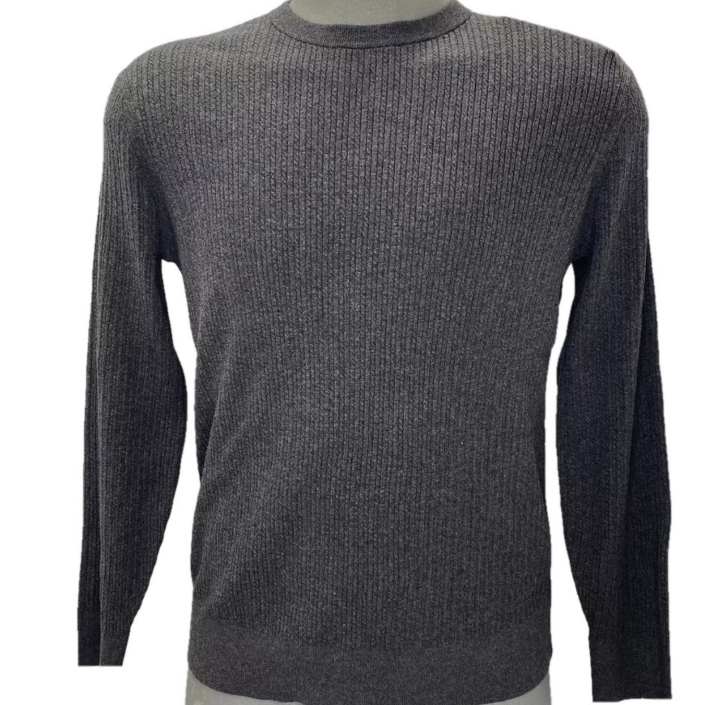 NEW THEORY  Mens Sweater Pestle Melange Gray Size M Riland Long Sleeve Pullover